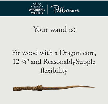 My wand specifications from pottermore